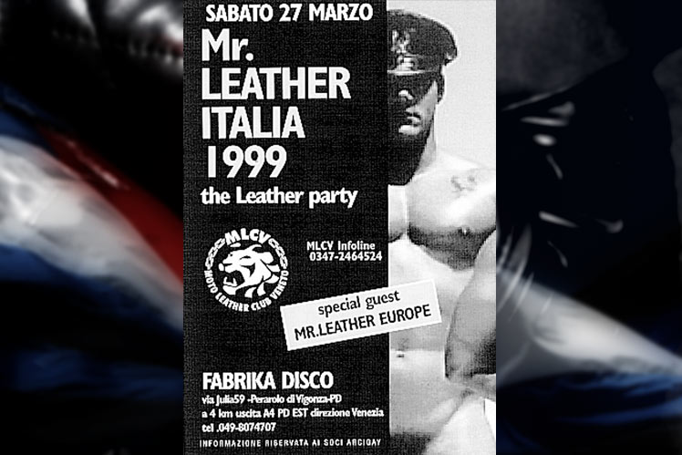 MR. LEATHER ITALIA 1999 - Flyer dell'evento [Fabrika Disco - Perarolo di Vigonza (PD) - 27 marzo 1999]